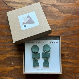 Teal Geometric Clay Earrings